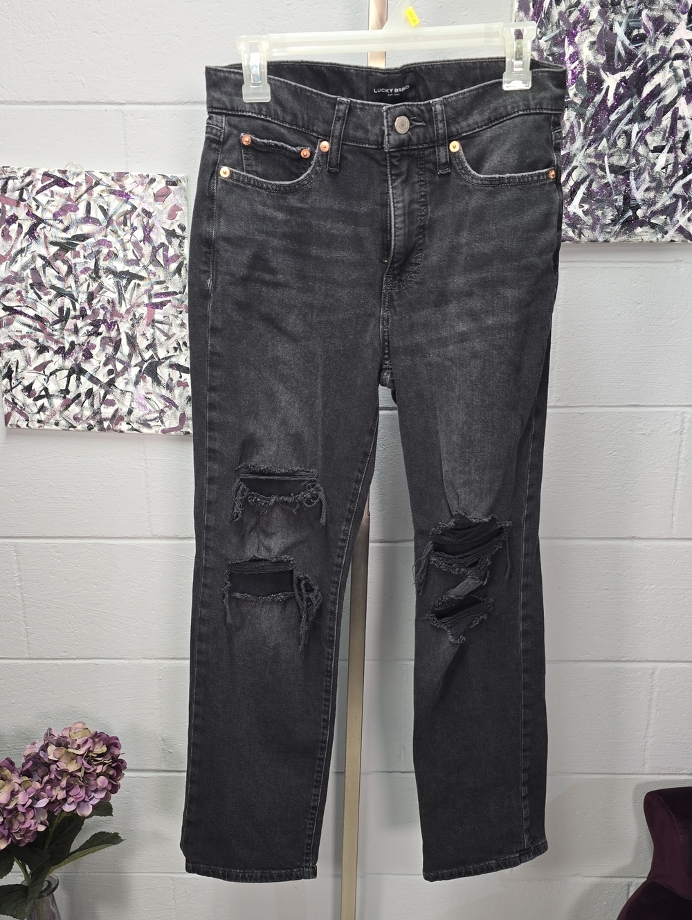 Lucky Brand Black Distressed Ripped Jeans